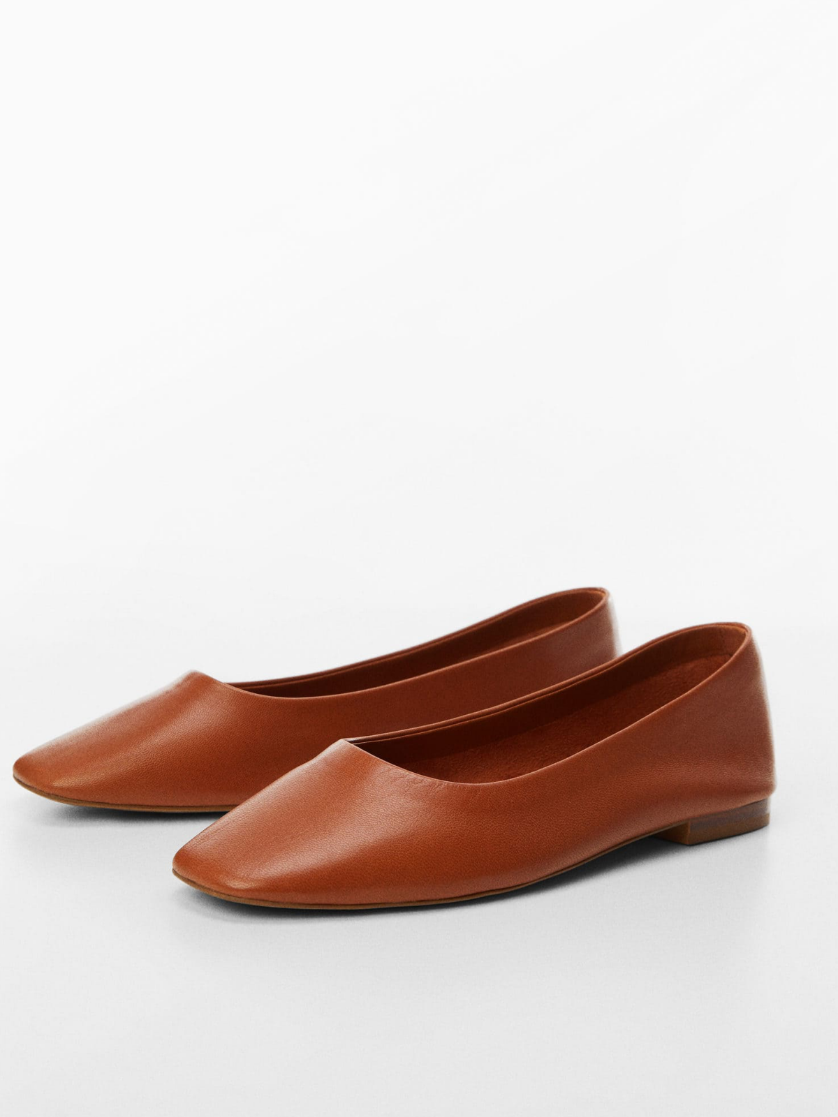 Tawny Vegan Leather Ballet Flats With Square Toe