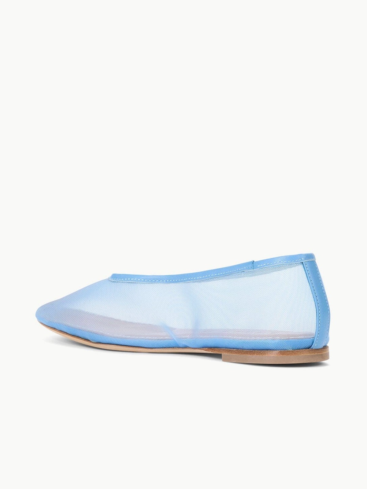 Blue Round-Toe Slip-On Mesh Ballet Flats