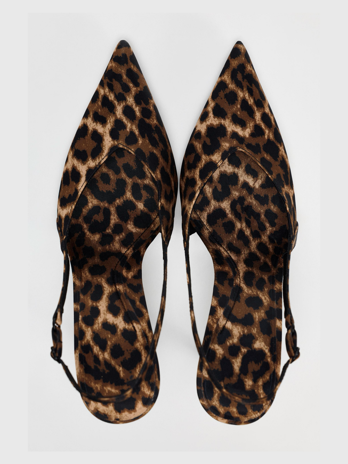 Leopard Print Cloth Pointed-Toe Adjustable Buckle Back Strap Slingback High Heels