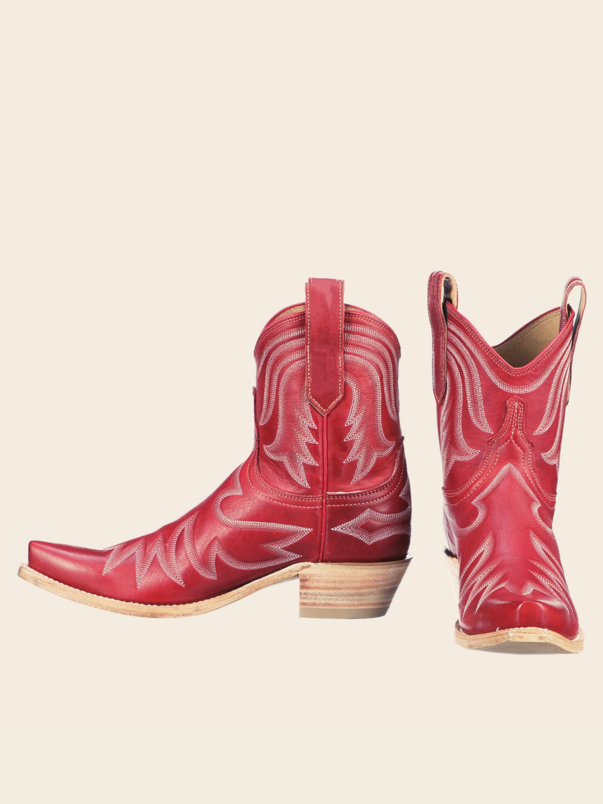 Classic Embroidery Snip-Toe Wide Mid Calf Western Boots For Women - Red