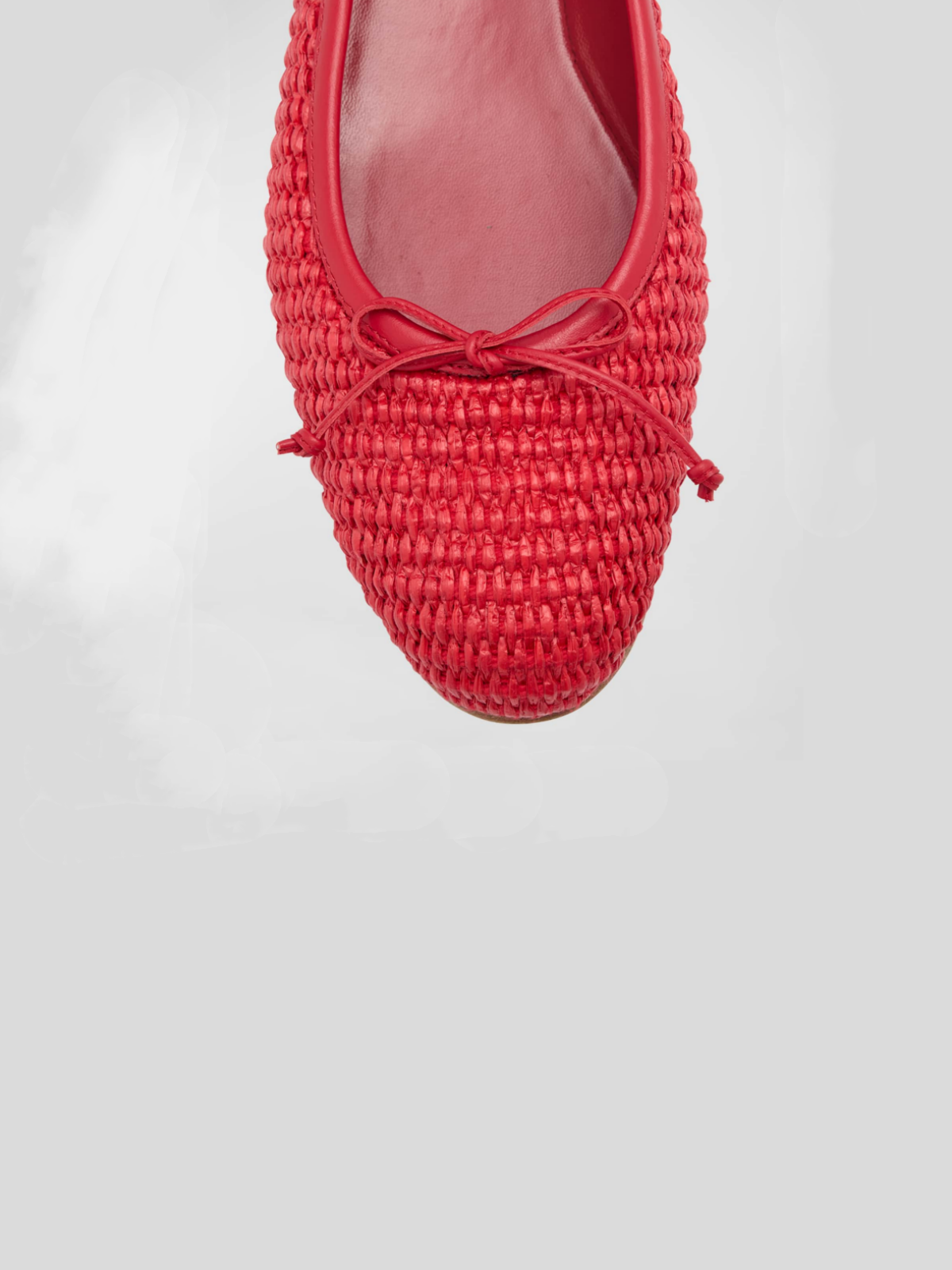 Red Woven Bow Round-Toe Ballerina Flats