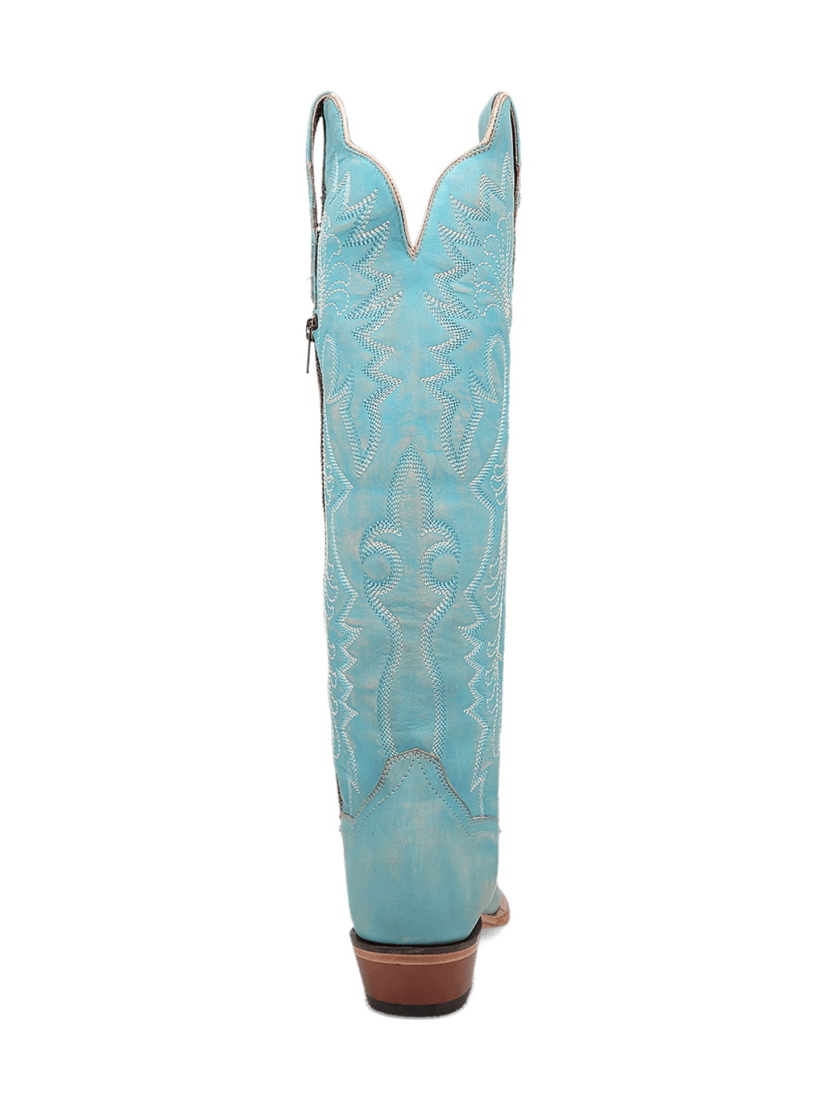 Sky Blue Snip-Toe Embroidery Half-Zip Tall Knee High Cowgirl Boots