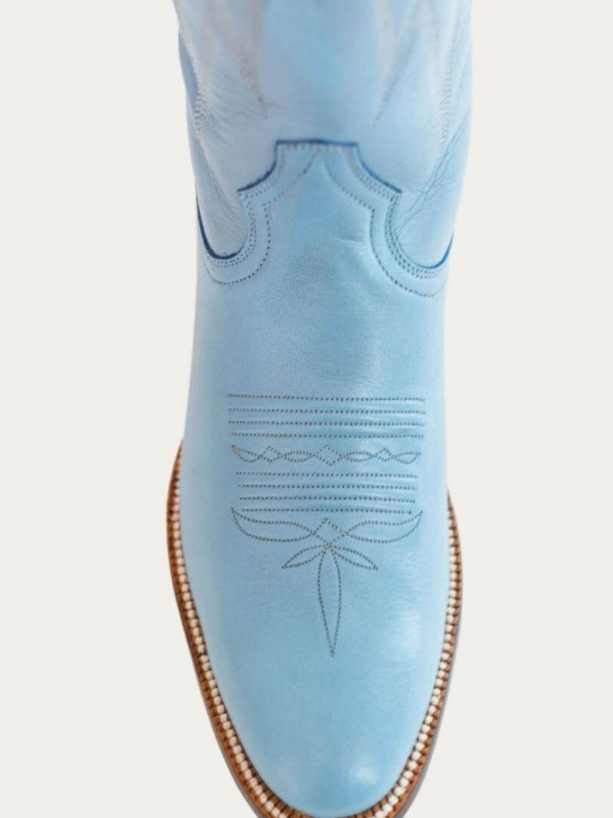 Powder Blue Almond-Toe Embroidery Lightning Inlay Wide Mid Calf Cowgirl Boots