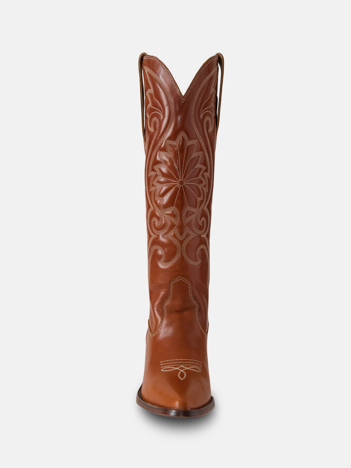 Fancy Embroidery Snip-Toe Wide Mid Calf Cowgirl Boots - Camel