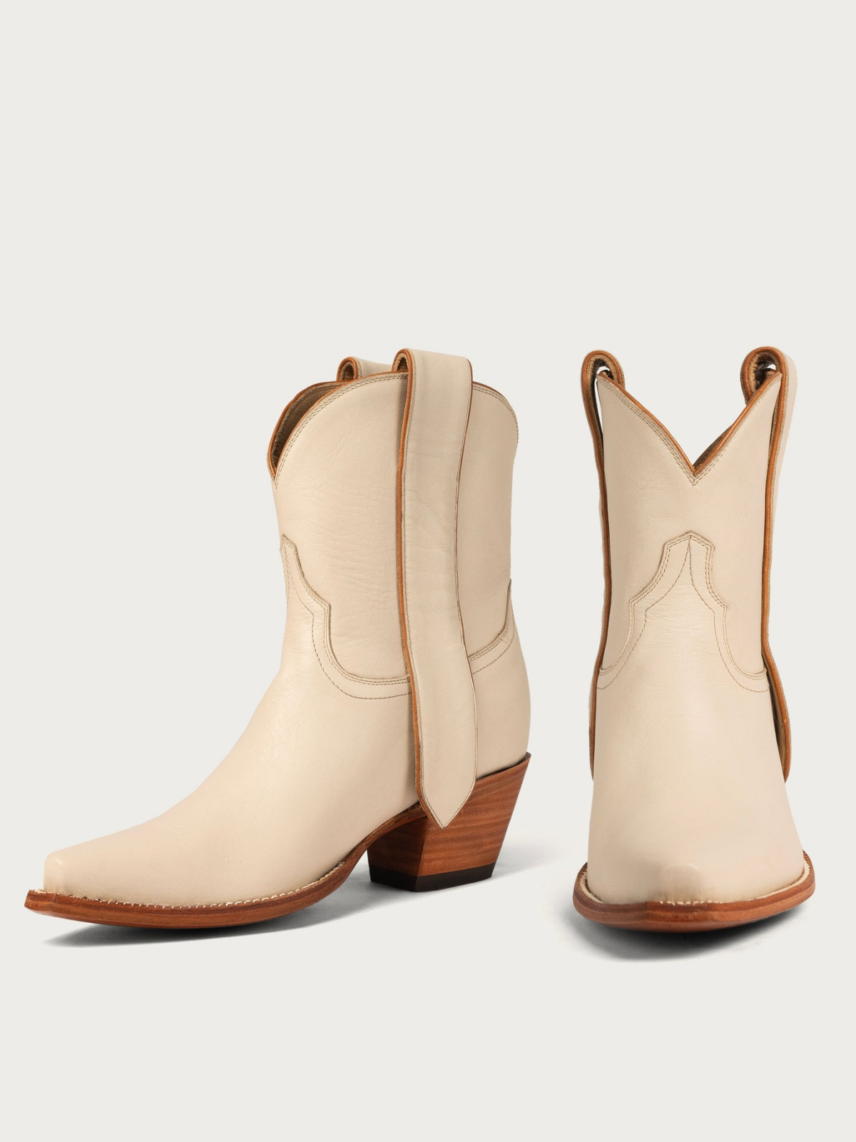 Bone Snip-Toe Elongated Mule Ear Pull Wide Mid Calf Boots