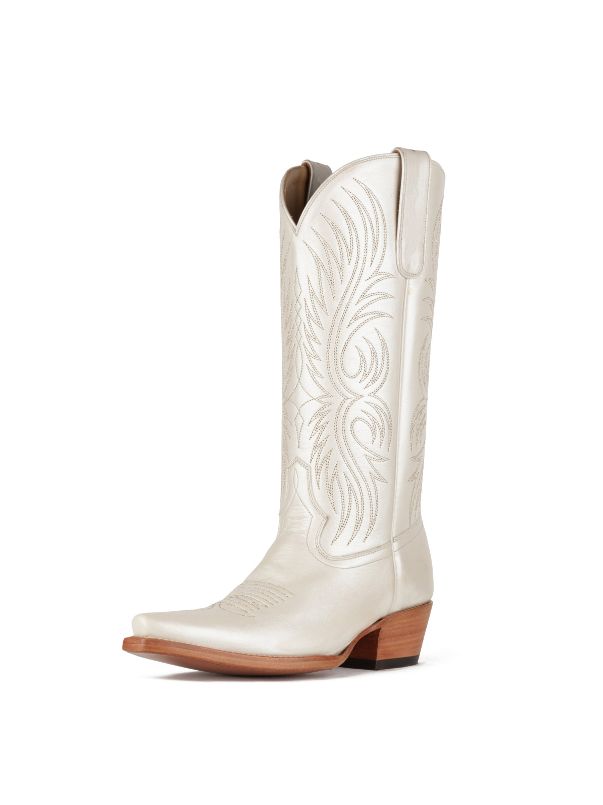 Bone Snip-Toe Embroidery Wide Calf Knee High Tall Cowgirl Boots