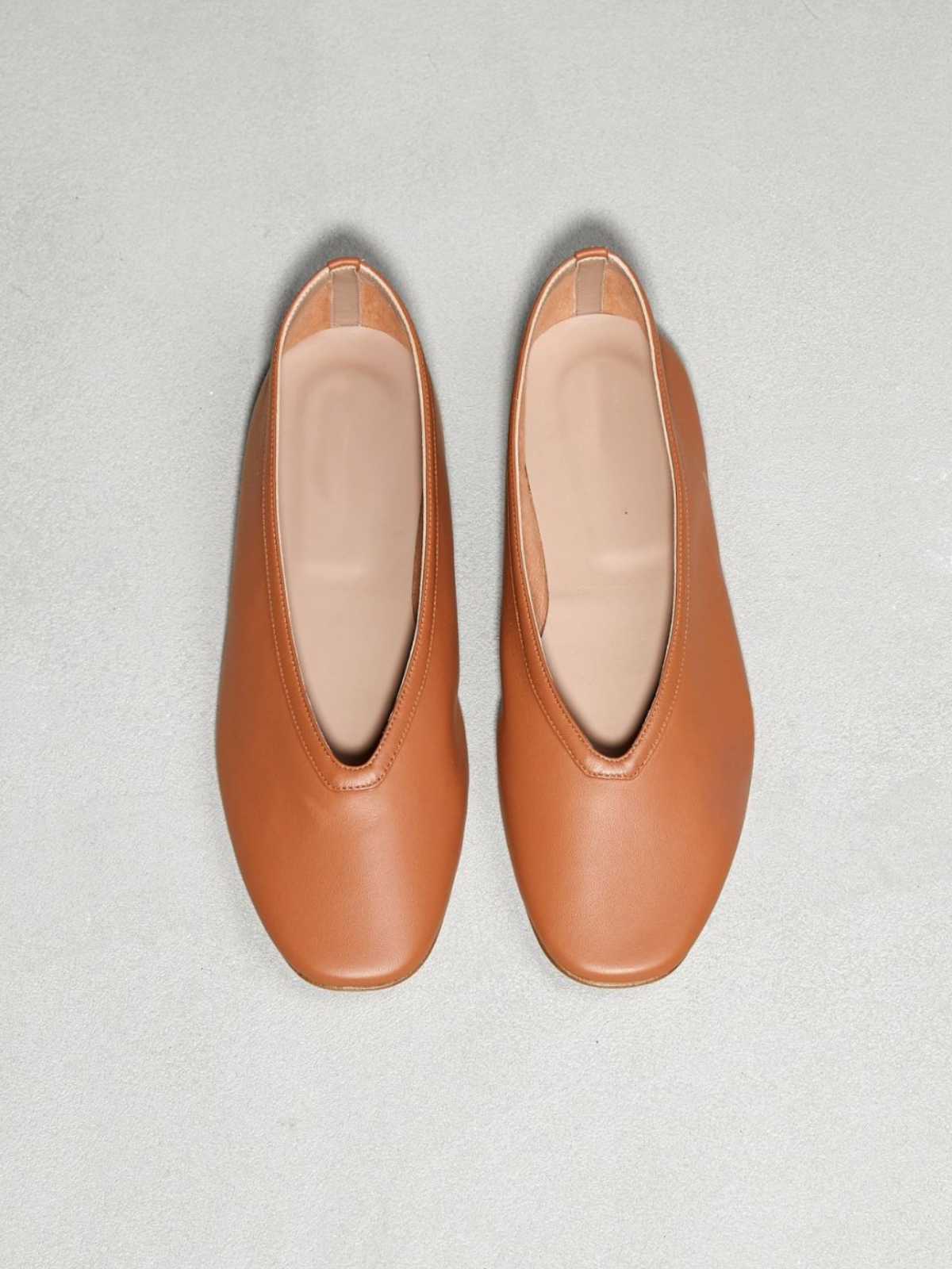 Burnt Orange Vegan Leather Square Toe Slip-On Ballet Flats