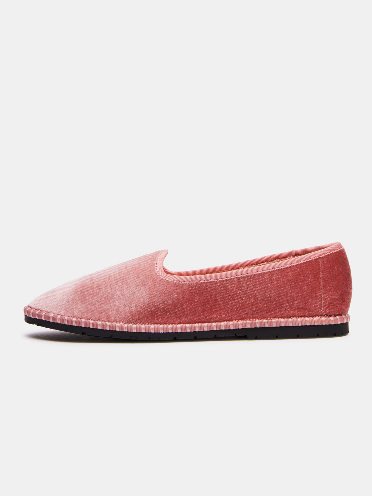 Velvet Round-Toe Slip-On Soft Loafer Flats - Pink