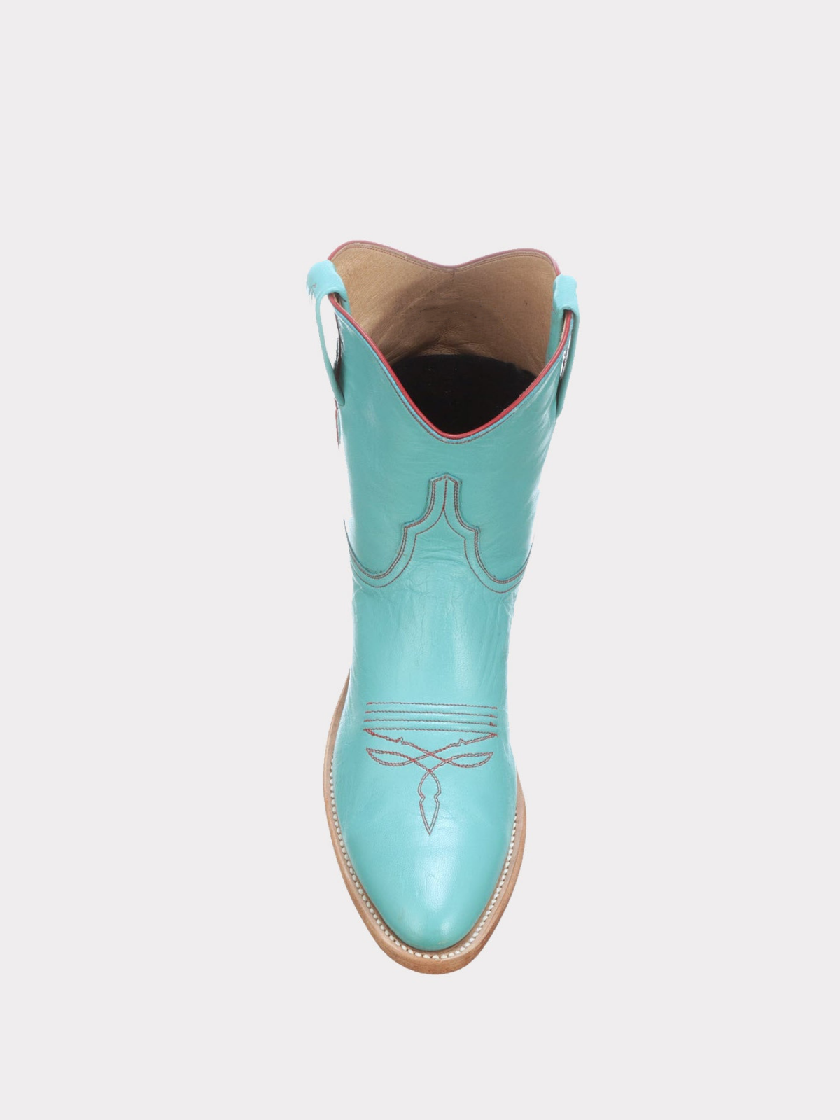 Turquoise Almond-Toe Wide Mid Calf Western Boots For Women