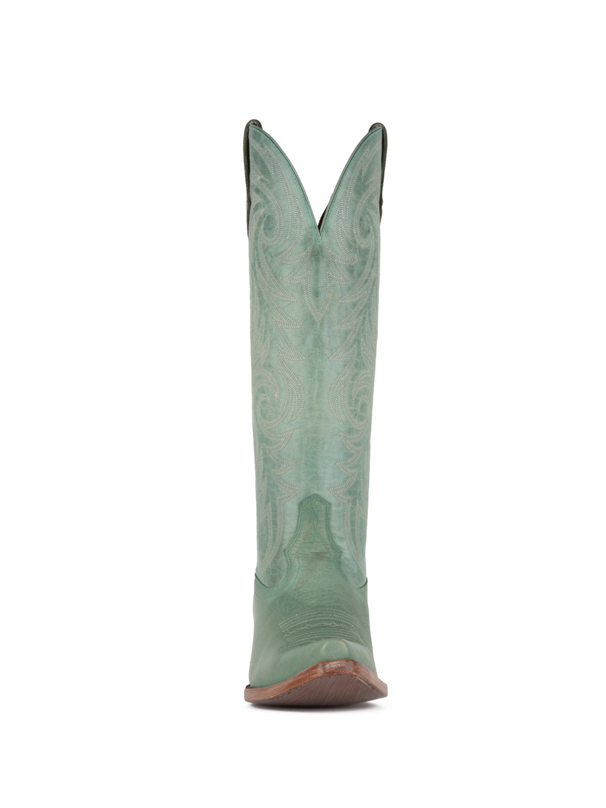 Aqua Snip-Toe Embroidery Wide Mid Calf Cowboy Tall Boots For Women