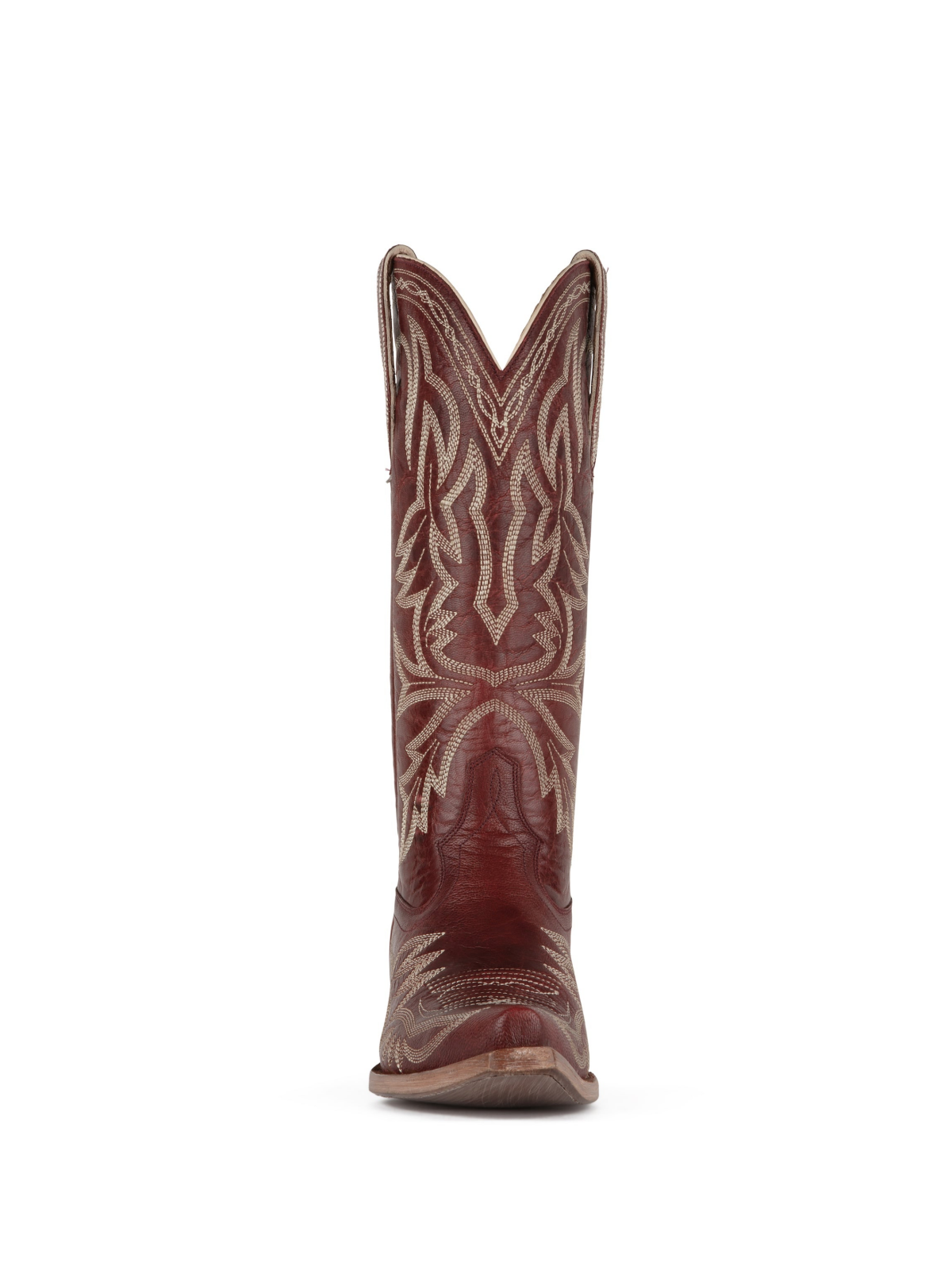 Garnet Red Snip-Toe Embroidery Wide Mid Calf Cowgirl Tall Boots