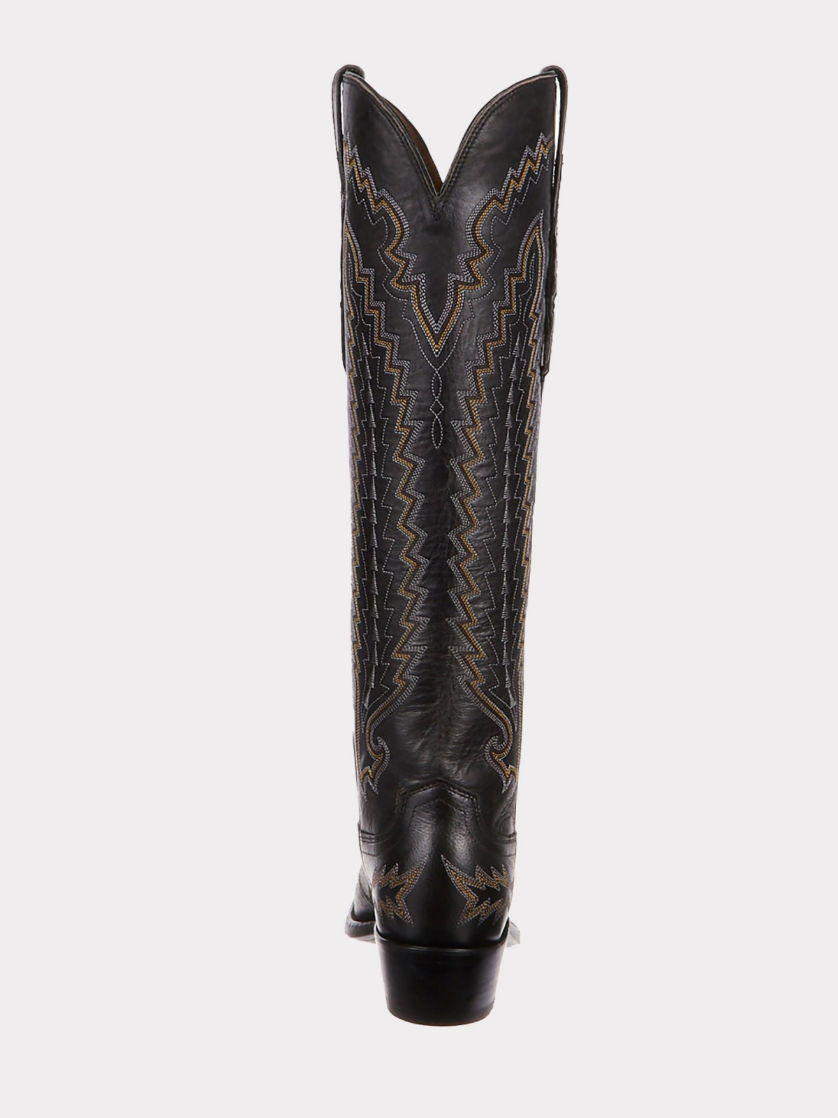 Snip-Toe Embroidery Wide Calf Knee High Tall Cowgirl Boots - Black