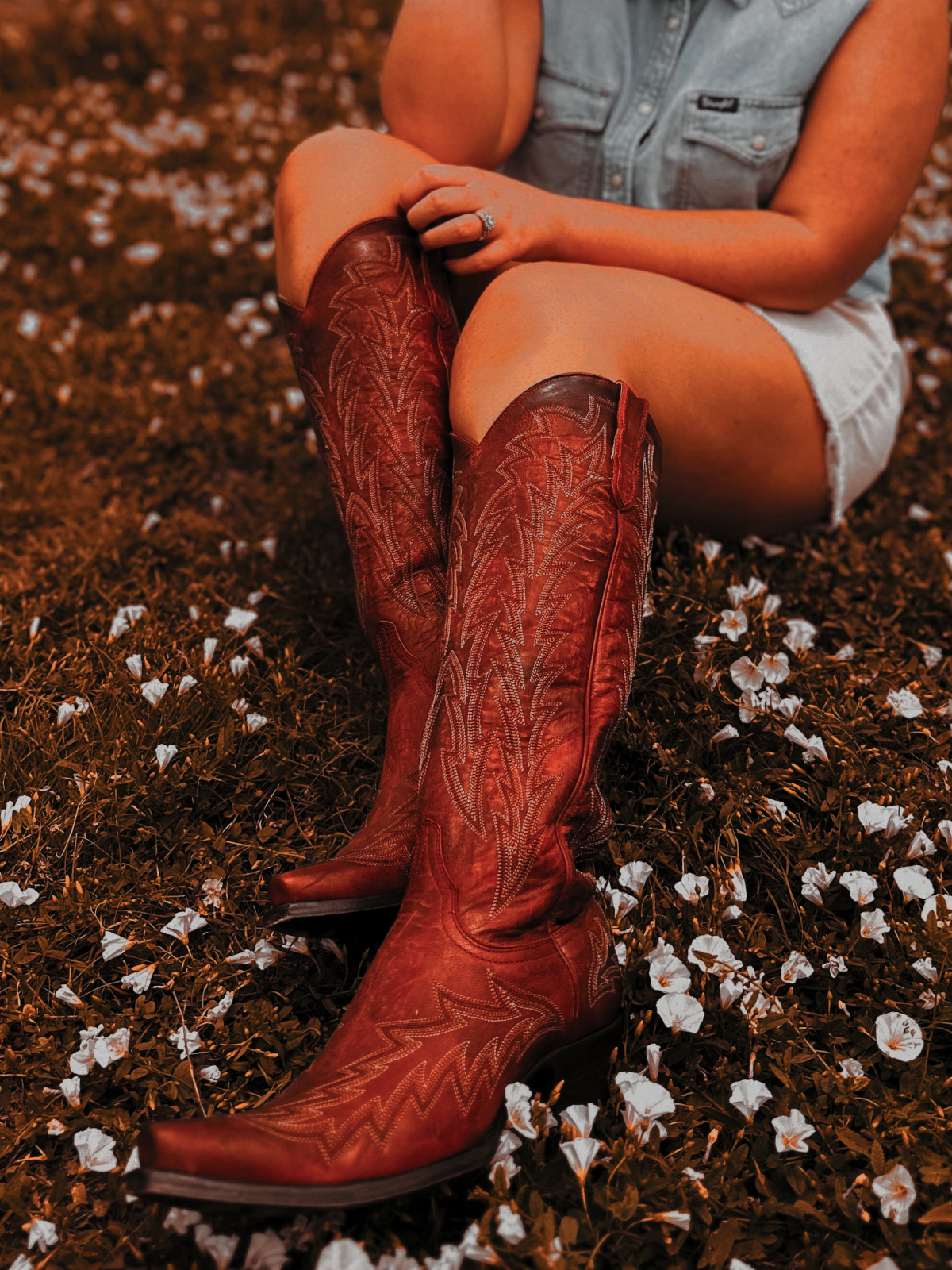 Burgundy Red Leaf Embroidery Wide Calf Knee High Tall Boots