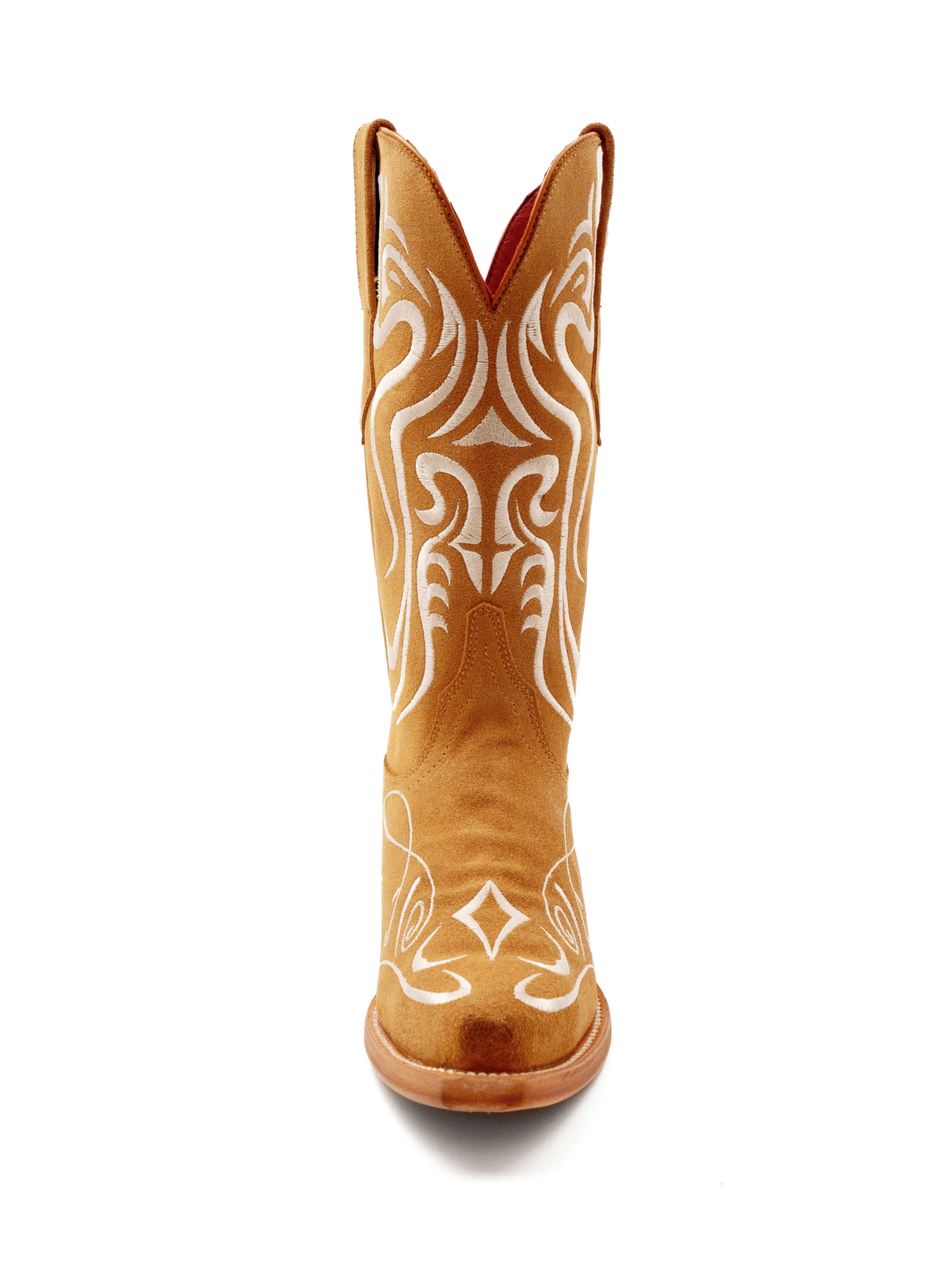 Brown Faux Suede Scroll Embroidery Snip-Toe Cowgirl Tall Boots Wide Mid Calf Western Boots