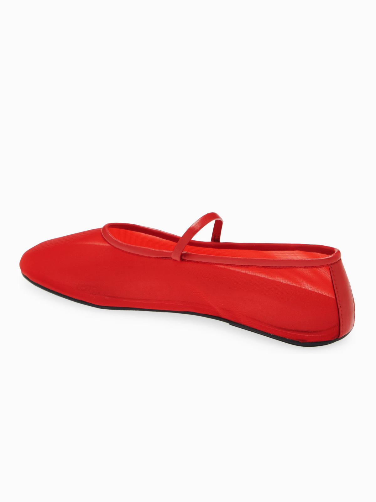 Red Semi-Transparent Mesh Ballet Flats Mary Janes