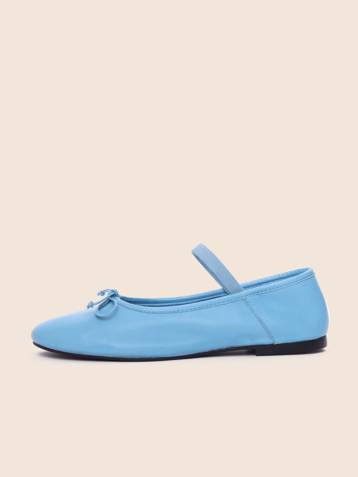 Sky Blue Bow Ballet Flats Mary Janes With Elastic Band