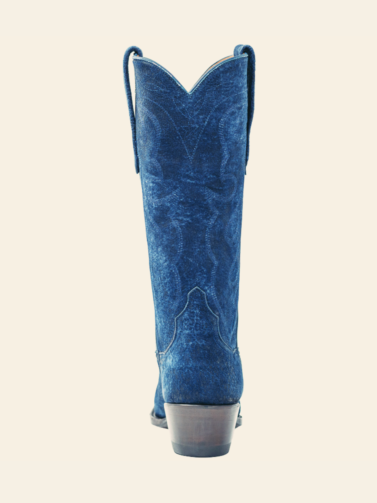 Navy Blue Faux Suede Snip-Toe Embroidery Wide Mid Calf Tall Cowgirl Boots