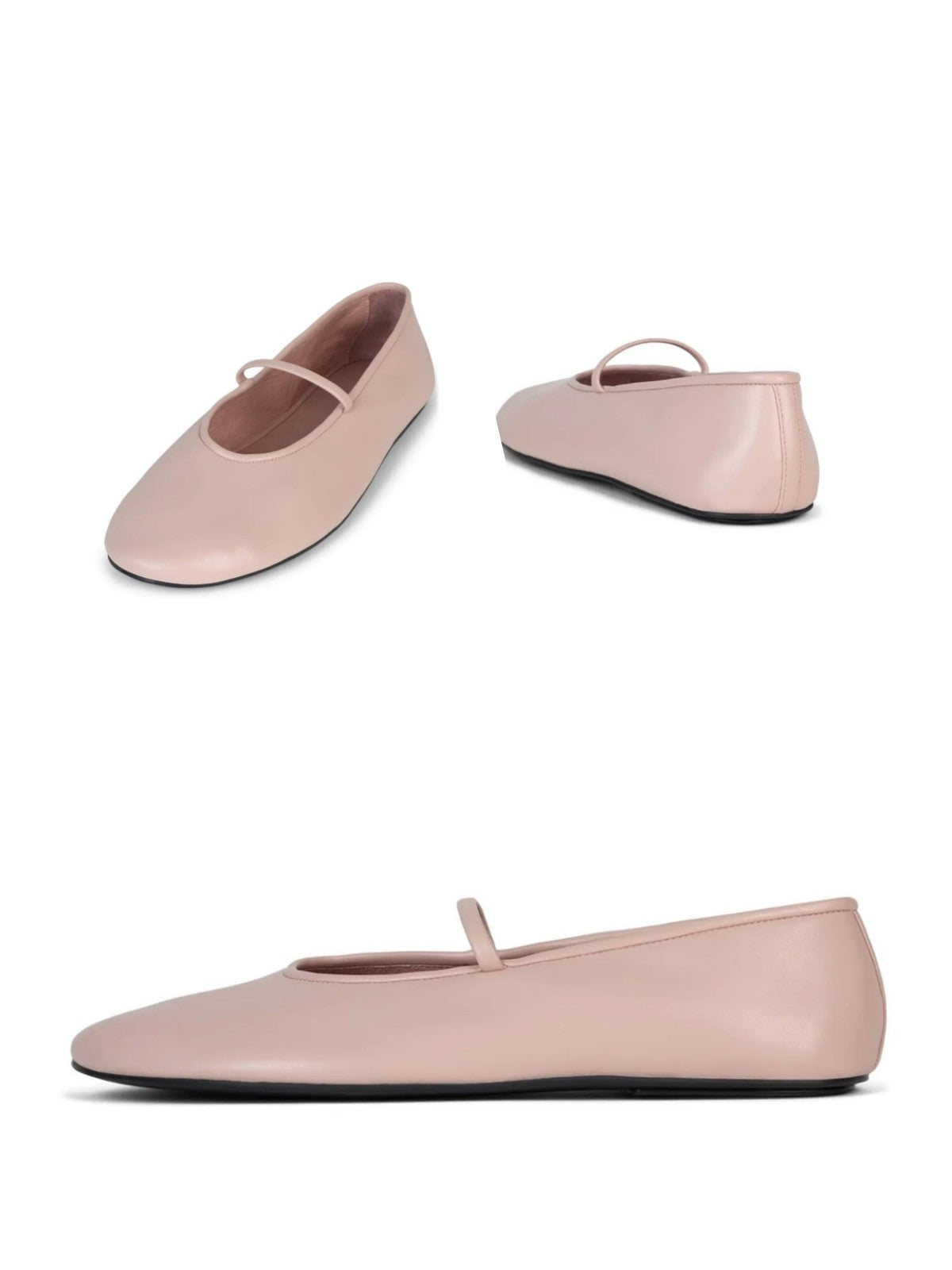 Light Pink Round Toe Ballet Flats Mary Janes With Elastic Strap