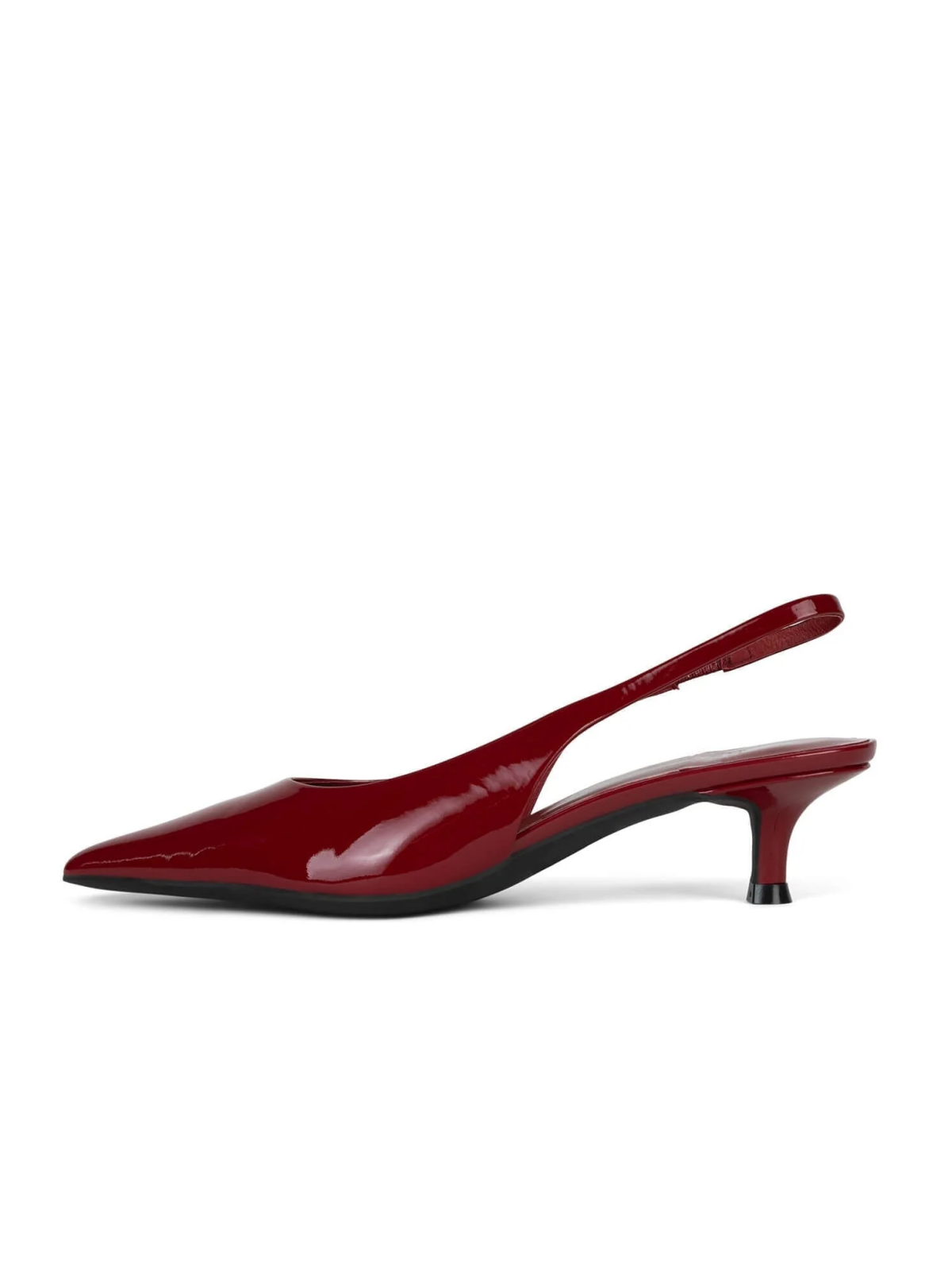 Red Patent Pointy Comfy Kitten Heels Slingback Pumps For Women