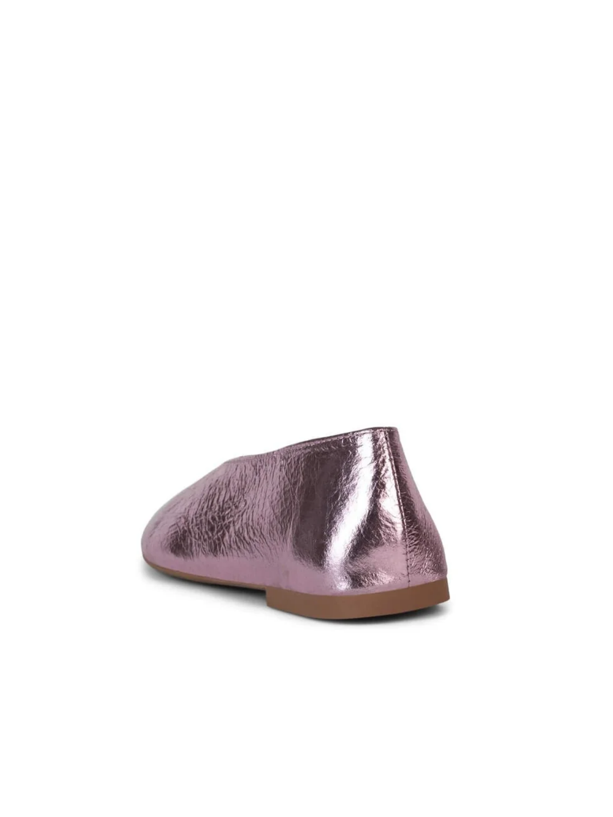 Pink Metallic Crinkle High-Vamp Almond-Toe Flats