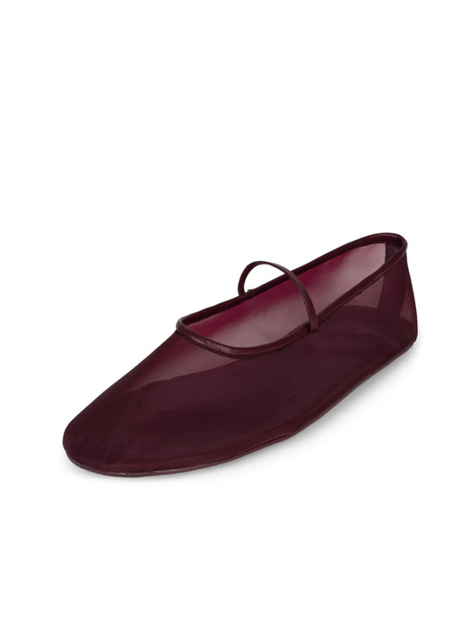 Cherry Red Semi-Transparent Mesh Ballet Flats Mary Janes